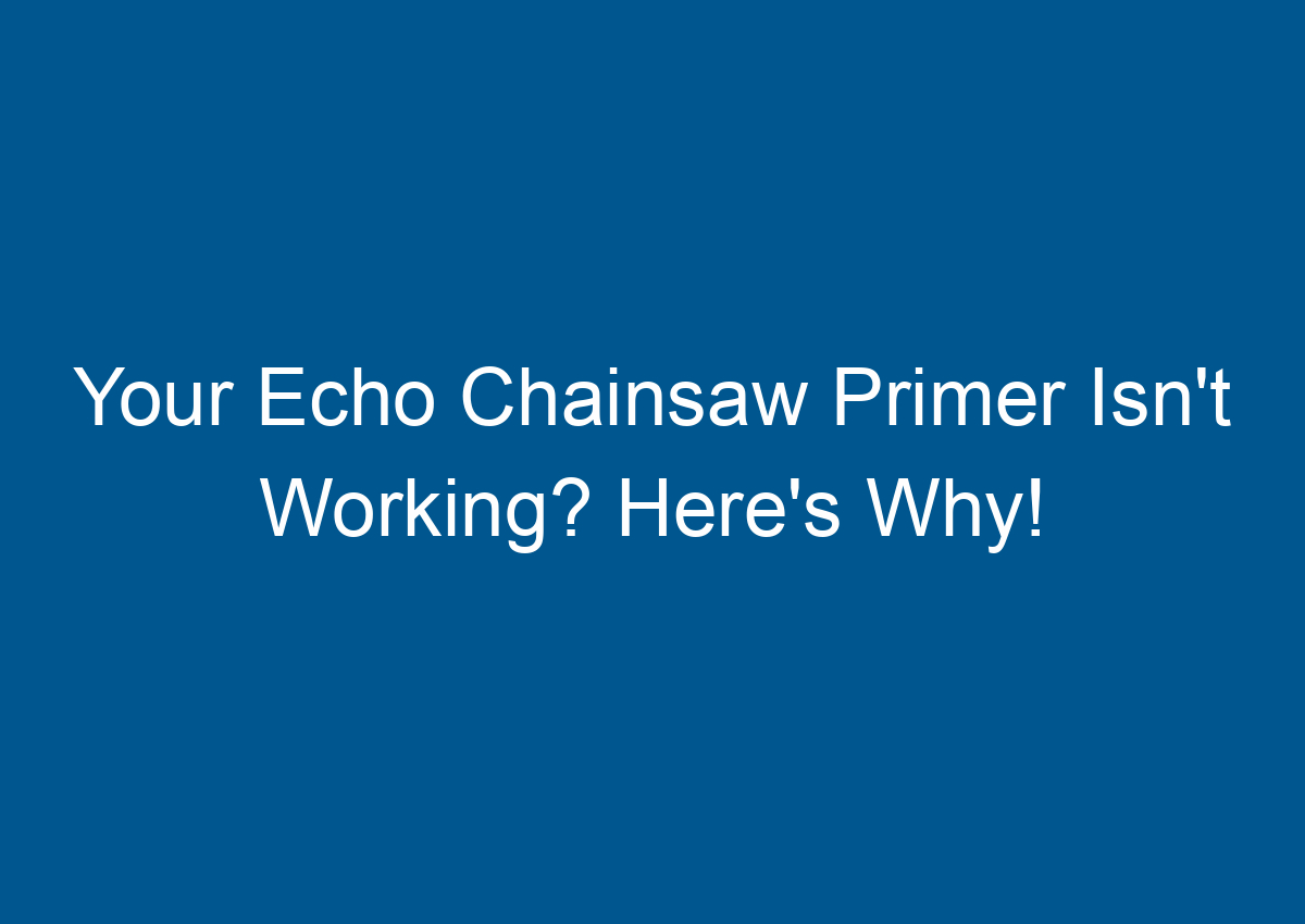 Your Echo Chainsaw Primer Isn't Working? Here's Why!