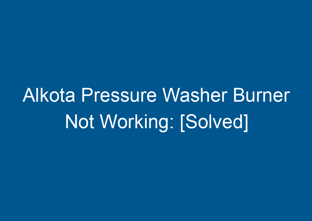 Alkota Pressure Washer Burner Not Working: [Solved]