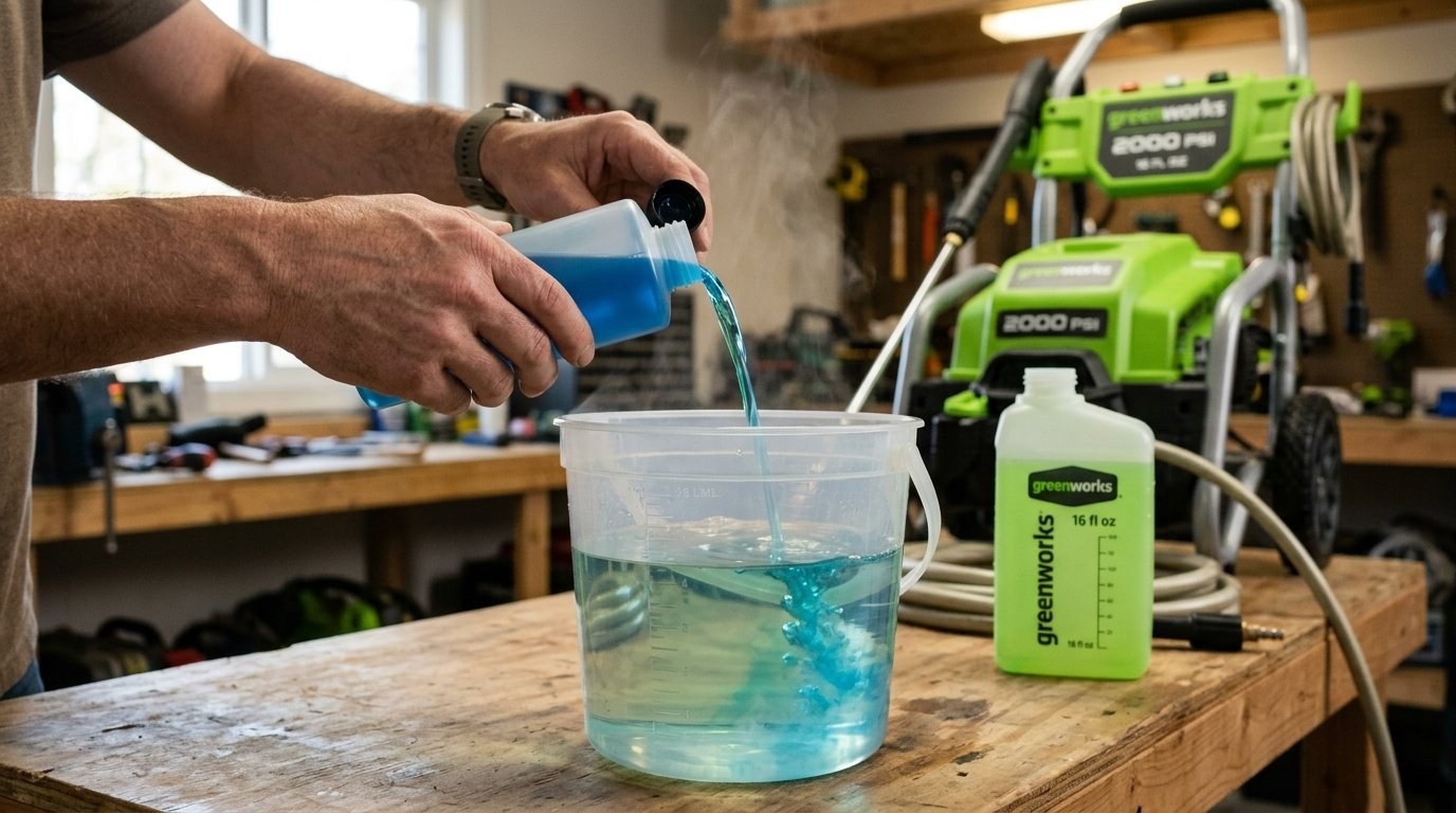 Greenworks Pressure Washer Soap Not Working? Step-by-Step Fix Guide 6 Fix 2: Diluting Thick Pressure Washer Detergent (10:1 Water Ratio)