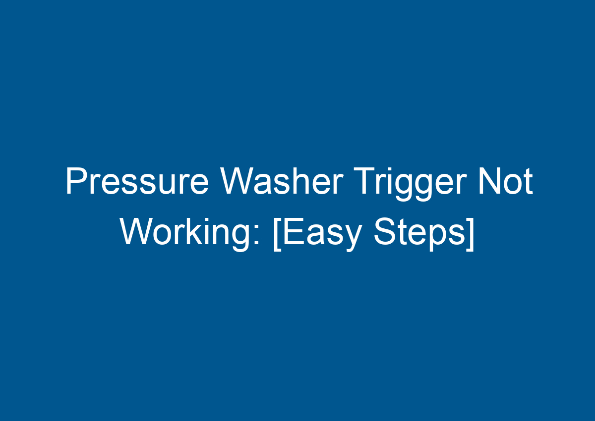 Pressure Washer Trigger Not Working [Easy Steps]