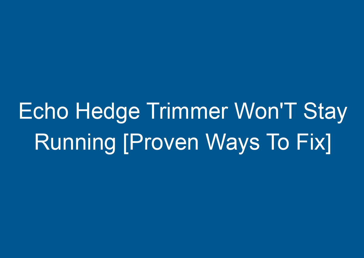 Echo Hedge Trimmer Won'T Stay Running [Proven Ways To Fix]