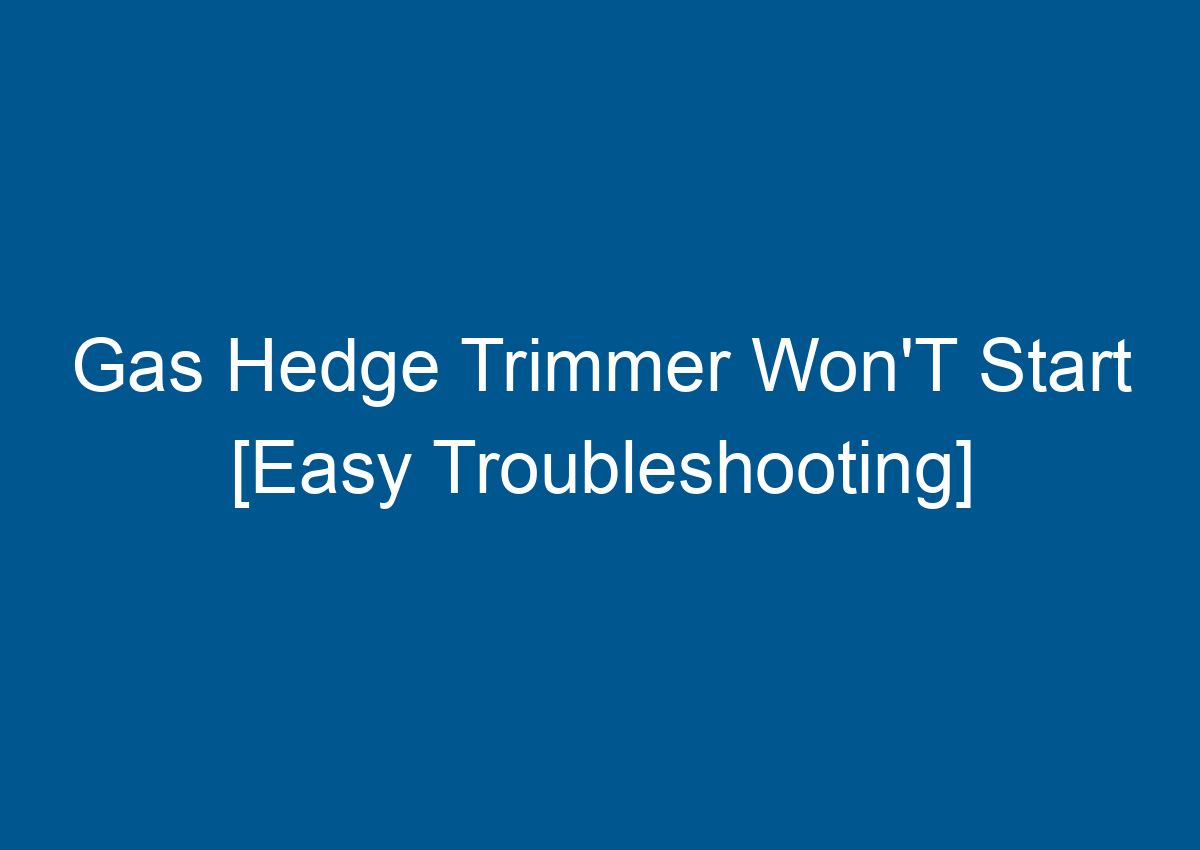 Gas Hedge Trimmer Won'T Start [Easy Troubleshooting]