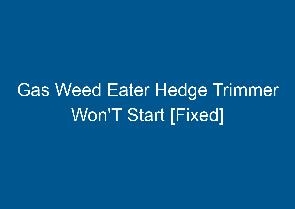 Gas Weed Eater Hedge Trimmer Won'T Start [Fixed]