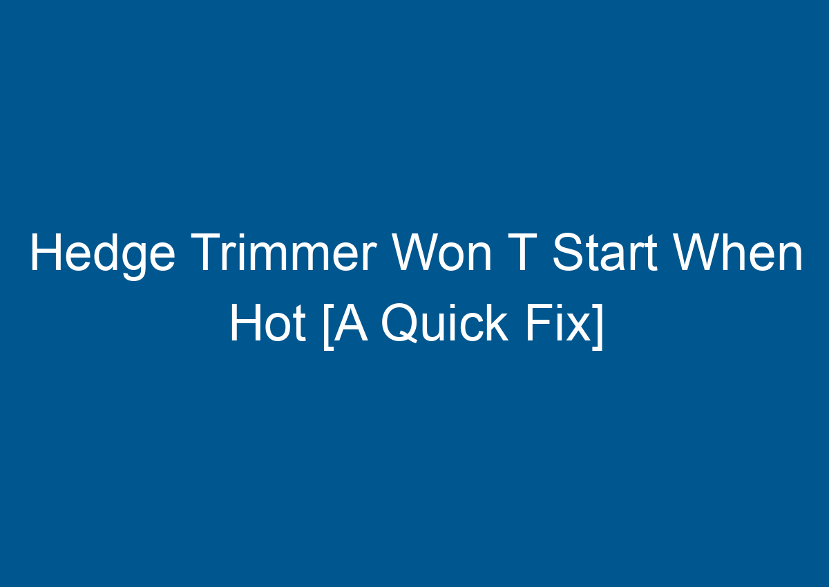 Hedge Trimmer Won T Start When Hot [A Quick Fix]