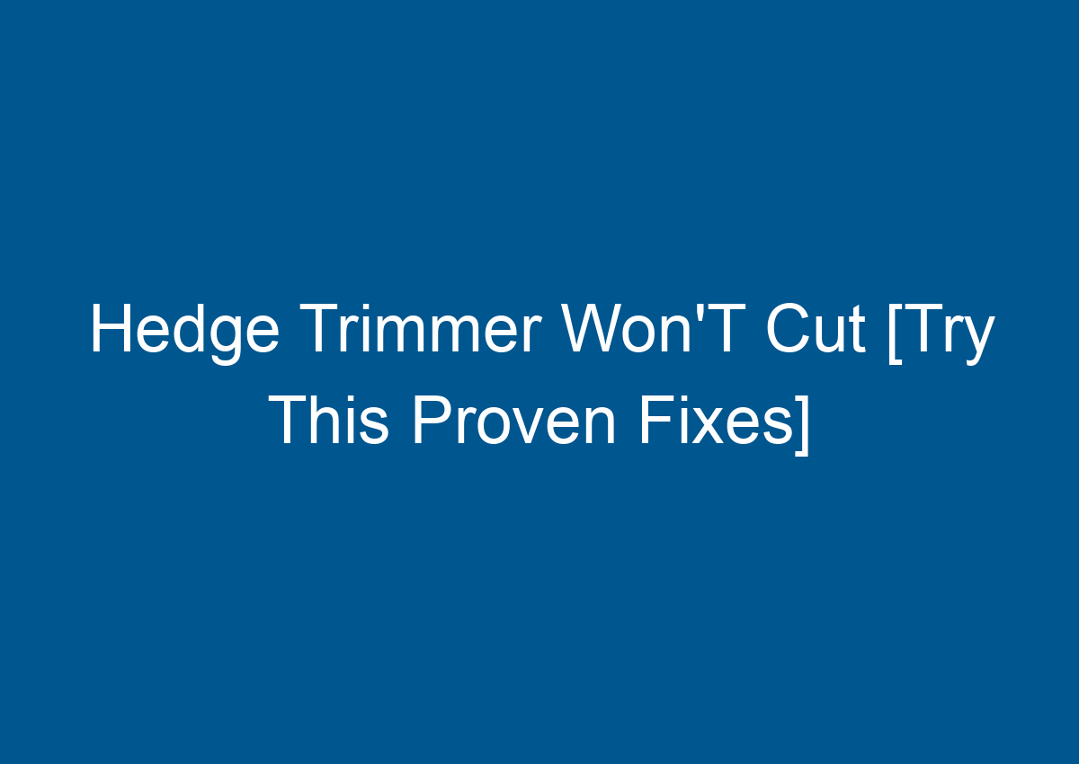 Hedge Trimmer Won'T Cut [Try This Proven Fixes]
