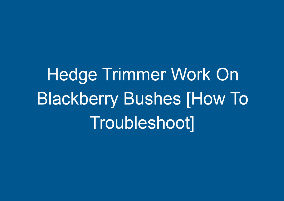 Hedge Trimmer Work On Blackberry Bushes [How To Troubleshoot]
